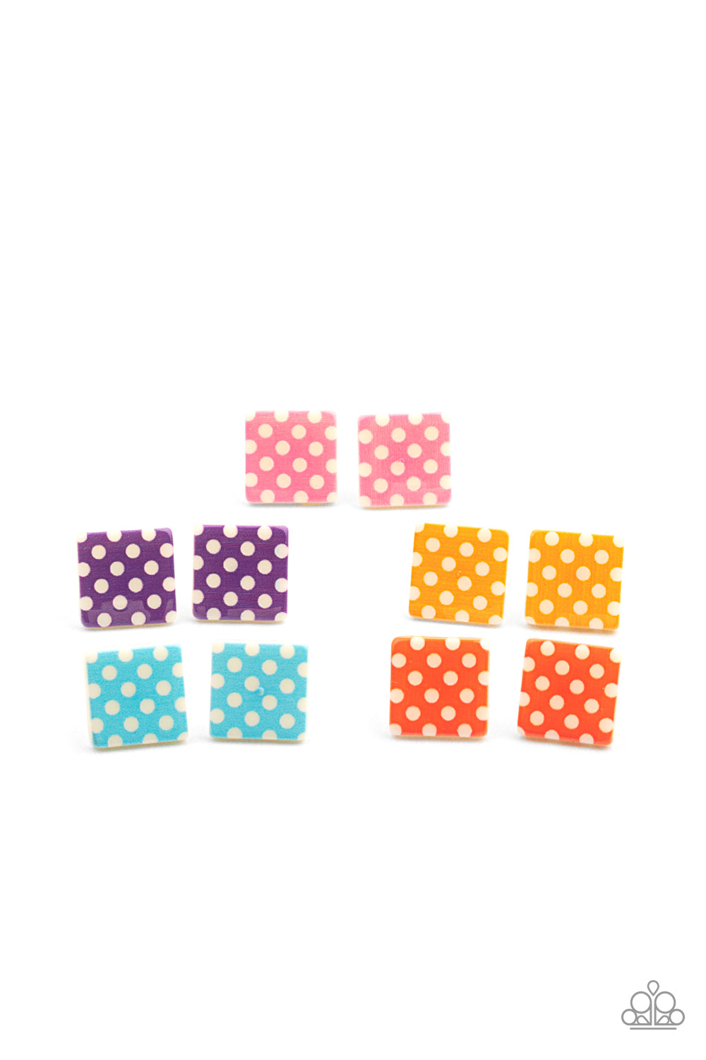 STARLET SHIMMER COLORFUL FRAME WHITE POLKA DOTS EARRINGS